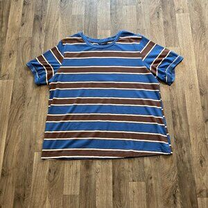 Dokotoo Blue Striped Short Sleeve Shirt Size 2X